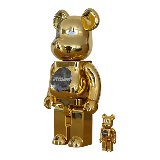 Bearbrick atmos Gold Chrome Version 100%+400% schräg