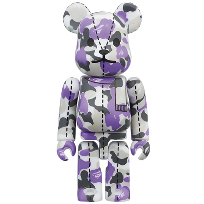 Bearbrick BAPE Camo 28th Anniversary #1 Purple Grey 100% Herstellerbild 1