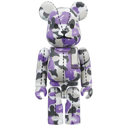 Bearbrick BAPE Camo 28th Anniversary #1 Purple Grey 100% Herstellerbild 1