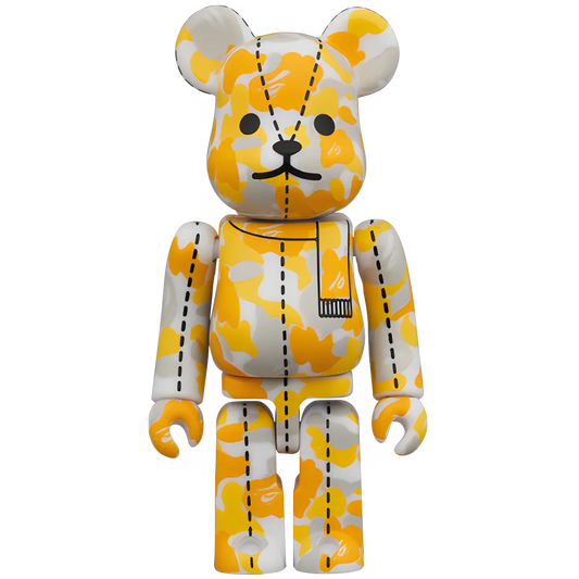 Bearbrick BAPE Camo 28th Anniversary #2 Yellow/Orange/Grey 100% Herstellerbild 1