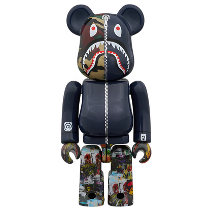 Bearbrick BAPE Legacy Camo Shark Navy 100%+400% Herstellerbild 2