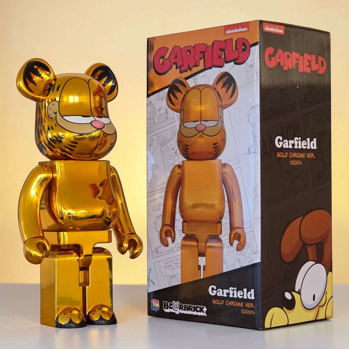 Bearbrick Garfield Gold Chrome Version 1000% mit Verpackung