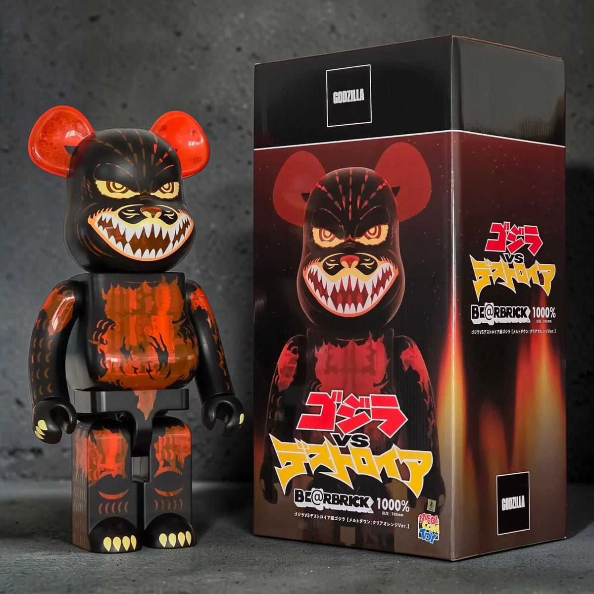 Bearbrick Godzilla Meltdown Clear Orange Version [Godzilla vs. Destoroyah] 1000% mit Verpackung