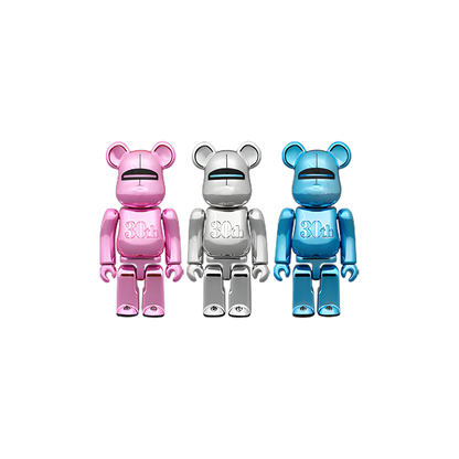 Bearbrick Hajime Sorayama Medicom Toy 30th Anniversary 3er-Set 100% Herstellerbild 1