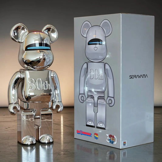 Bearbrick Hajime Sorayama Medicom Toy 30th Anniversary Model Silver 400% mit Verpackung