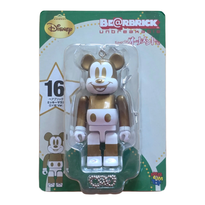Bearbrick Happy Kuji 'Disney Special Ornament' (2011) - 16 Mickey Mouse Gold & White Version 100% in der Verpackung