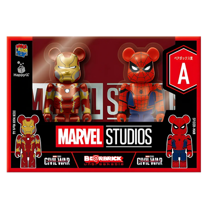 Bearbrick Happy Kuiji "MARVEL Studios" - A: Iron Man Mark 46 & Spider-Man 100% Herstellerbild 2