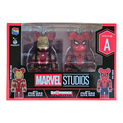 Bearbrick Happy Kuiji "MARVEL Studios" - A: Iron Man Mark 46 & Spider-Man 100% in der Verpackung