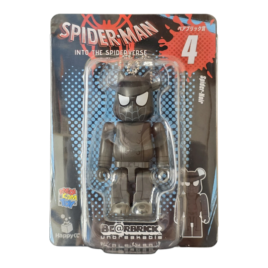 Bearbrick Happy Kuji "Spider-Man: Spider-Verse" 4: Spider-Noir 100% Verpackung Vorderseite