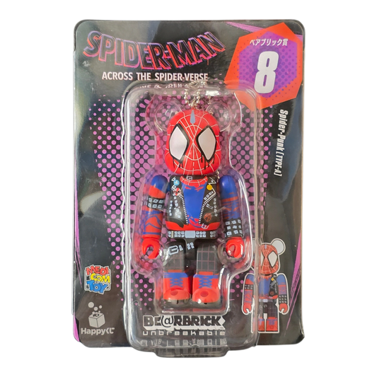 Bearbrick Happy Kuji "Spider-Man: Spider-Verse" 8: Spider-Punk [Type-A] 100% Verpackung Vorderseite