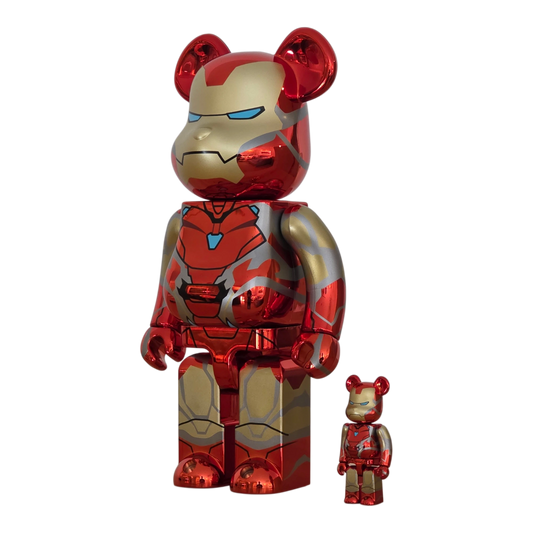 Bearbrick Iron Man Mark 85 Chrome Version 100%+400% schräg