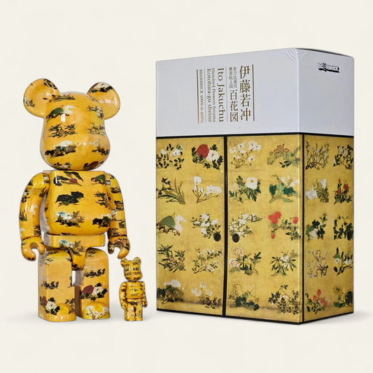 Bearbrick Ito Jakuchu Hundred Flowers Fusuma Kotohira-gu Shrine 100%+400% mit Verpackung