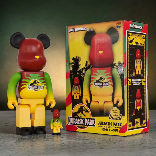 Bearbrick Jurassic Park Green & Yellow Version 100%+400% mit Verpackung