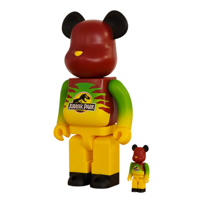 Bearbrick Jurassic Park Green & Yellow Version 100%+400% schräg