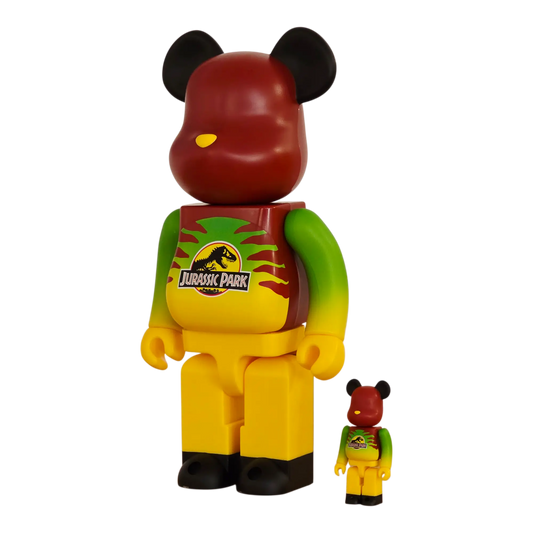 Bearbrick Jurassic Park Green & Yellow Version 100%+400% schräg