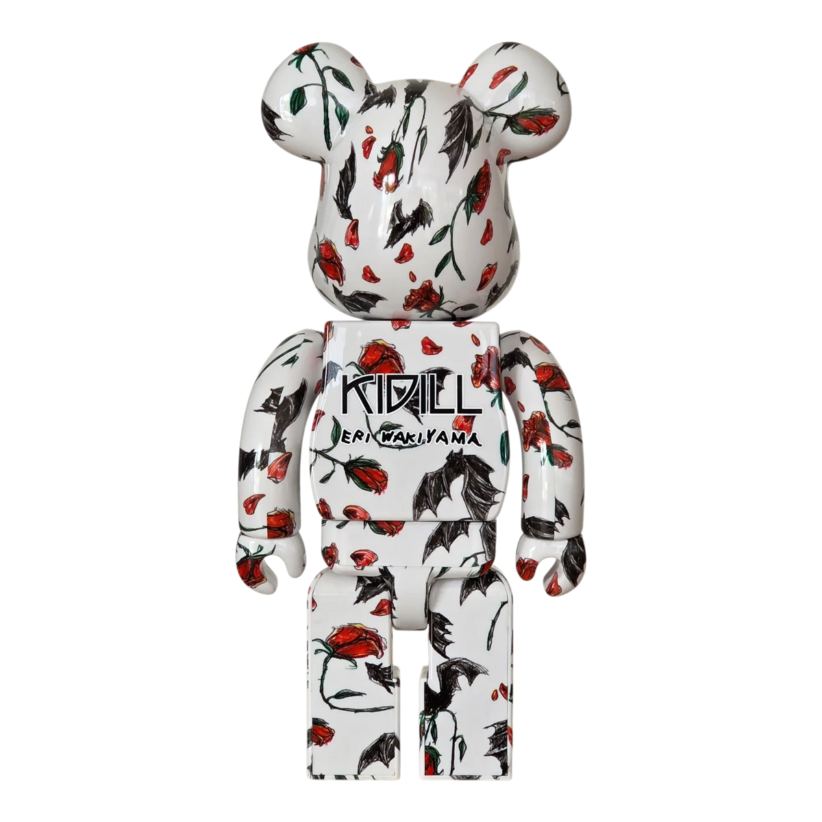 Bearbrick KIDILL × Eri Wakiyama "Bat & Rose" White 100%+400% Rückseite