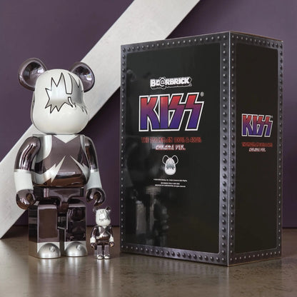 Bearbrick KISS The Spaceman Chrome Version 100%+400% mit Verpackung