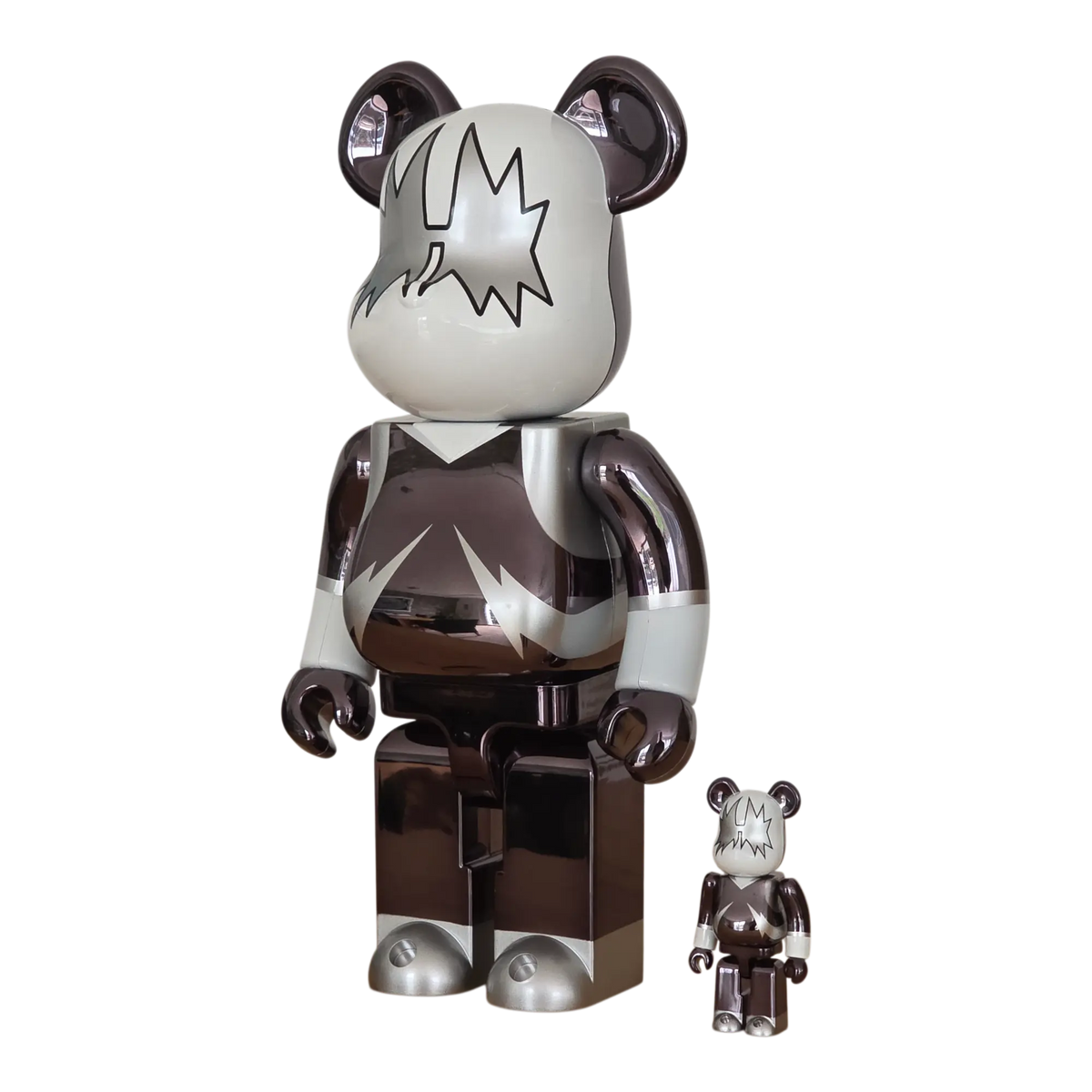 Bearbrick KISS The Spaceman Chrome Version 100%+400% schräg