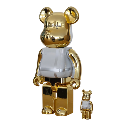 Bearbrick Medicom Toy Plus Gold Chrome Version 100%+400% schräg