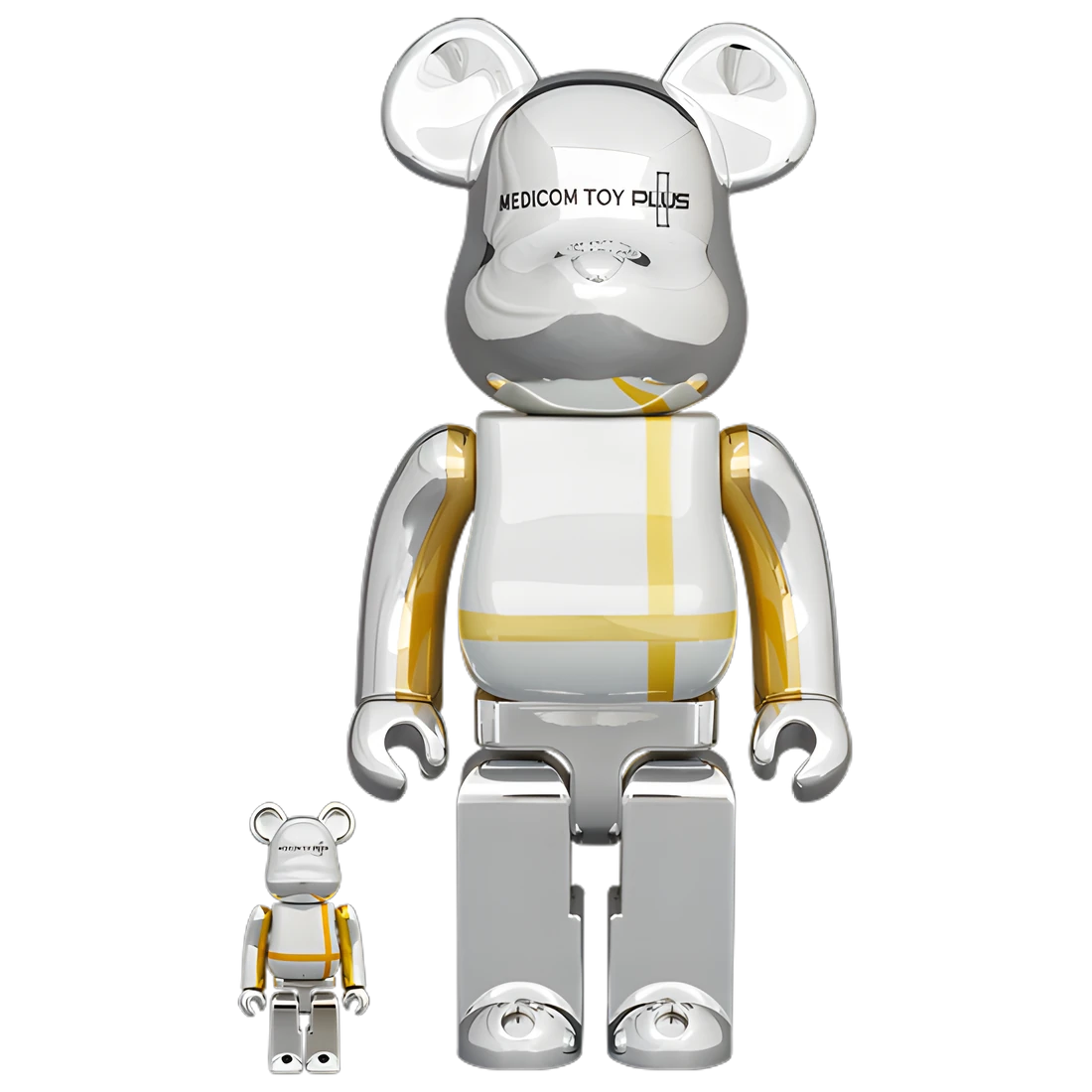Bearbrick Medicom Toy Plus Silver Chrome Version 100%+400% Herstellerbild 1