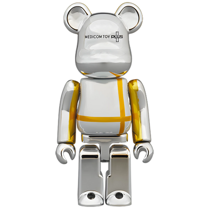 Bearbrick Medicom Toy Plus Silver Chrome Version 100%+400% Herstellerbild 2