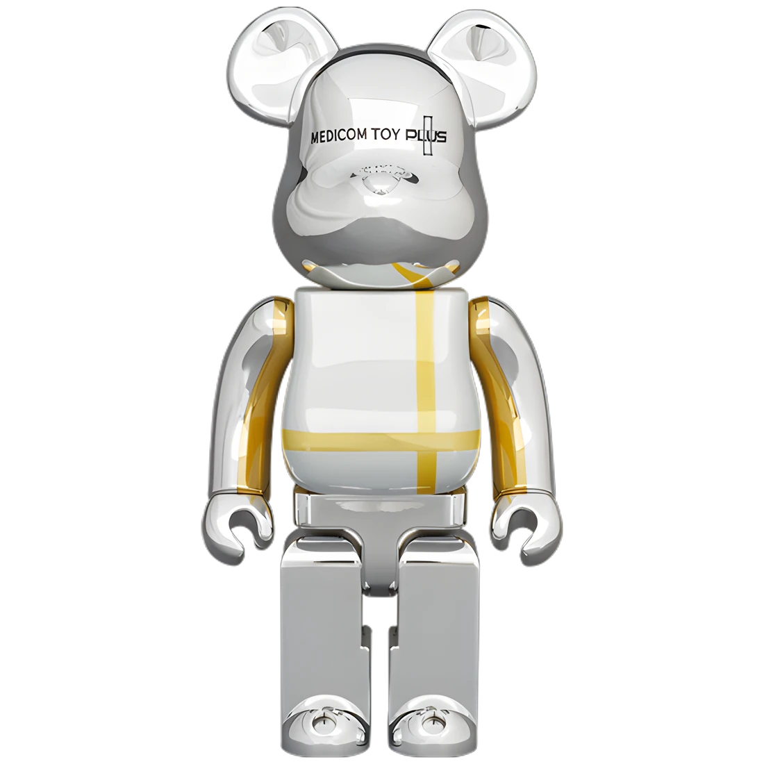 Bearbrick Medicom Toy Plus Silver Chrome Version 100%+400% Herstellerbild 3