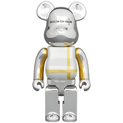 Bearbrick Medicom Toy Plus Silver Chrome Version 100%+400% Herstellerbild 3