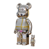 Bearbrick Medicom Toy Plus Silver Chrome Version 100%+400% schräg