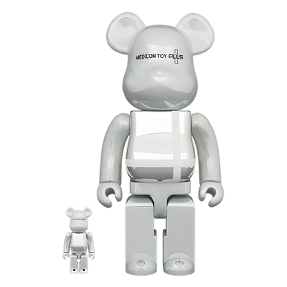 Bearbrick Medicom Toy Plus White Chrome Version 100%+400% leicht beschädigt Herstellerbild 1