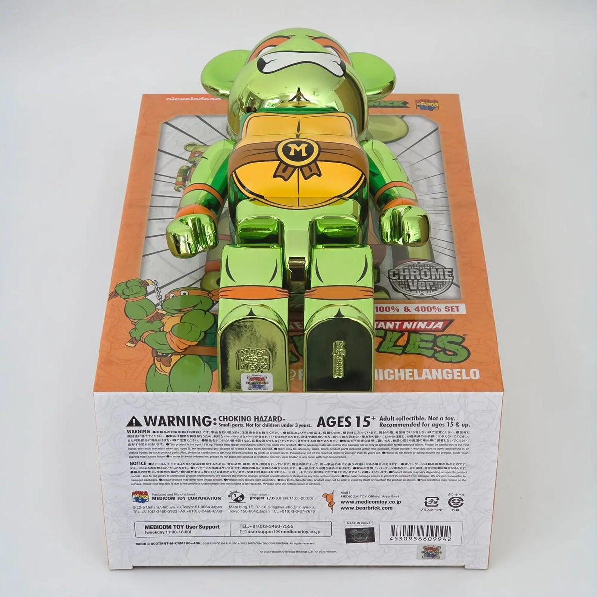 Bearbrick Michelangelo Chrome Version [Teenage Mutant Ninja Turtles] 100%+400% Echtheitsmerkmale