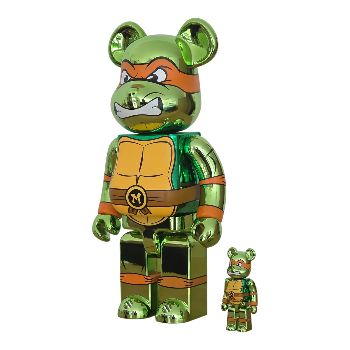 Bearbrick Michelangelo Chrome Version [Teenage Mutant Ninja Turtles] 100%+400% schräg