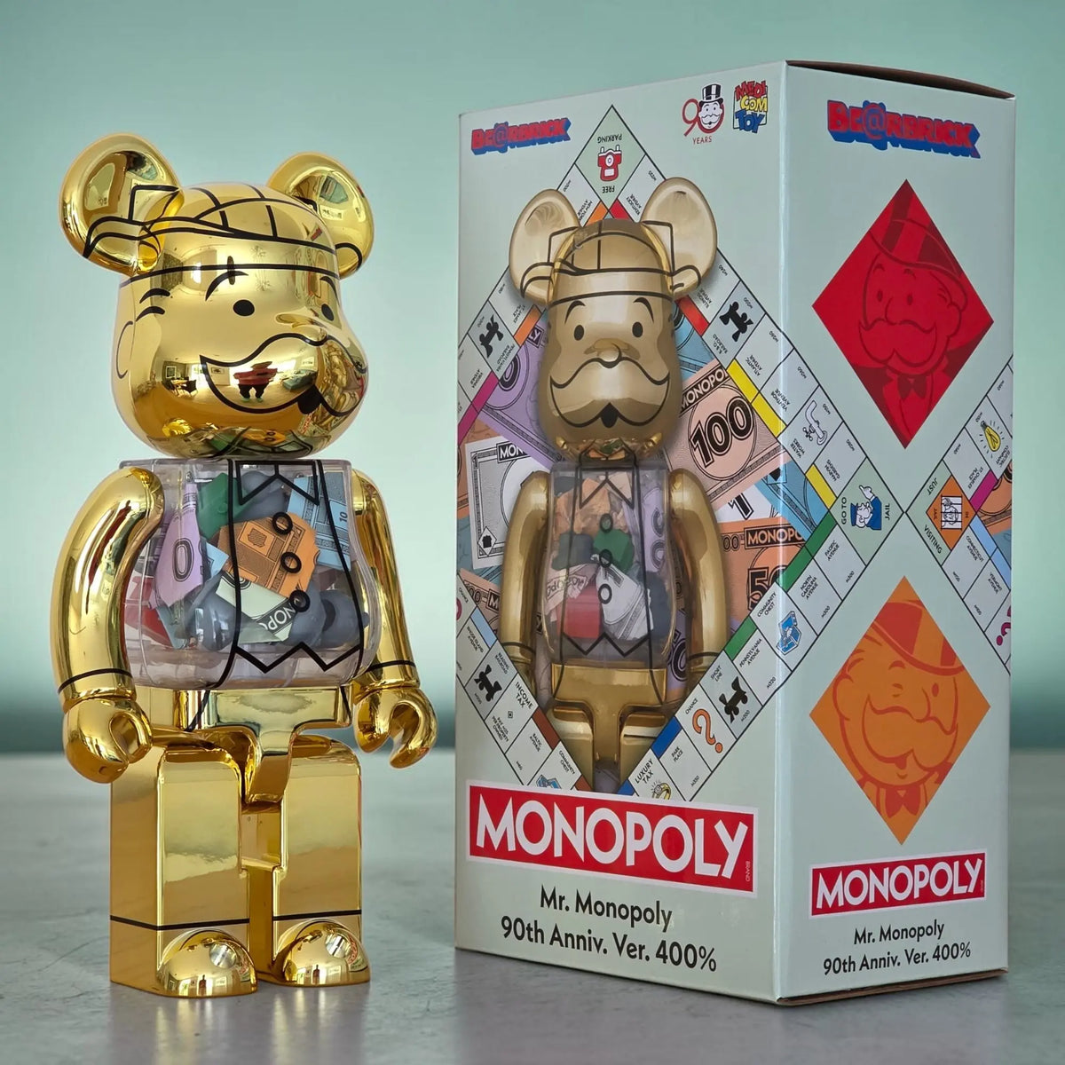 Bearbrick Mr. Monopoly 90th Anniversary Version 400% mit Verpackung