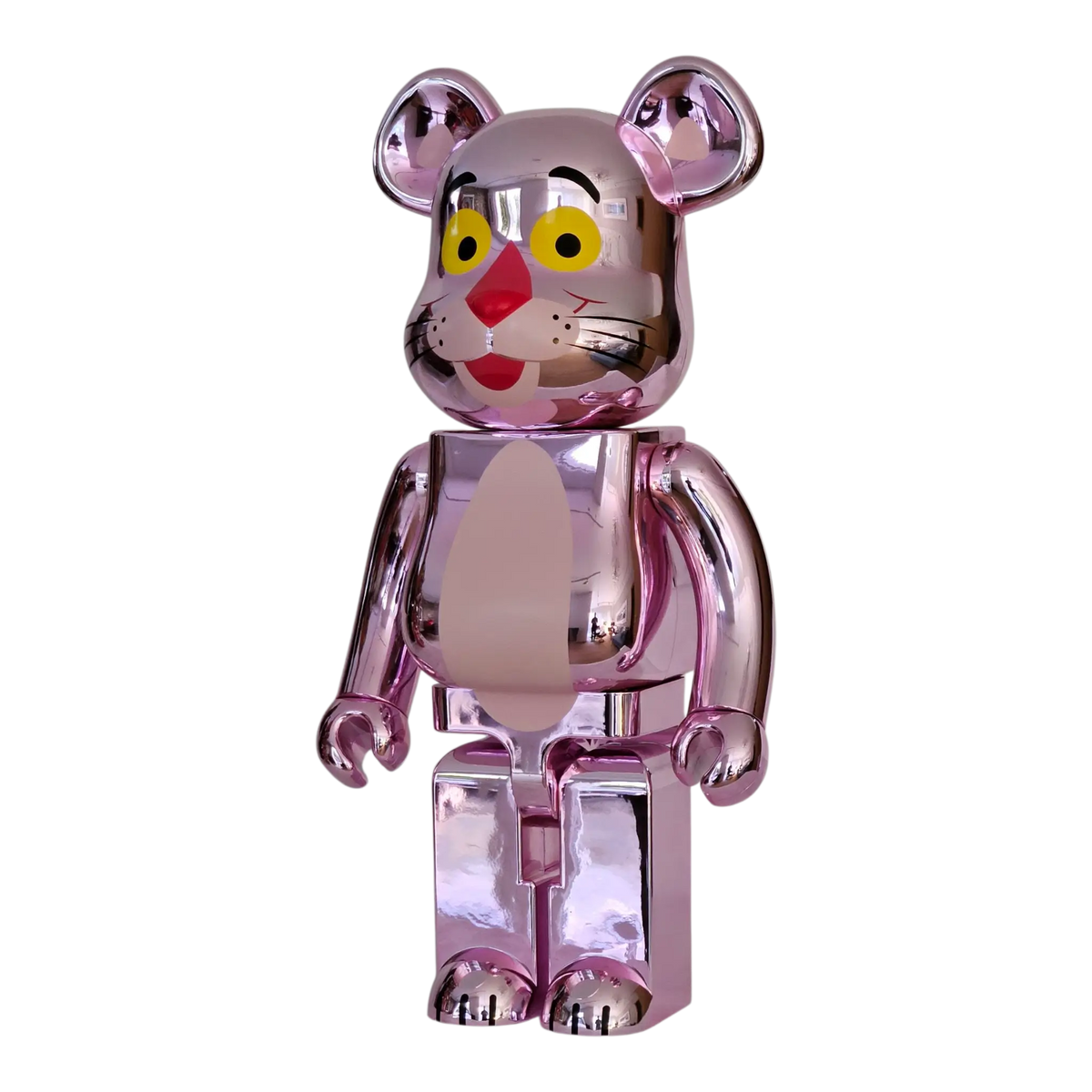 Bearbrick Pink Panther Chrome Version 1000% schräg