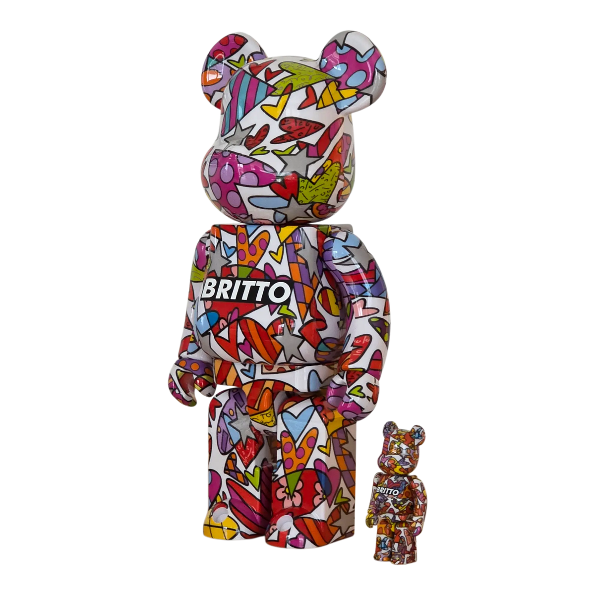 Bearbrick Romero Britto Heart 100%+400% schräg