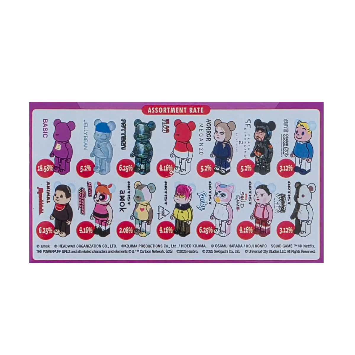 Bearbrick Series 50 Blindbox (100%) Verteilungsübersicht