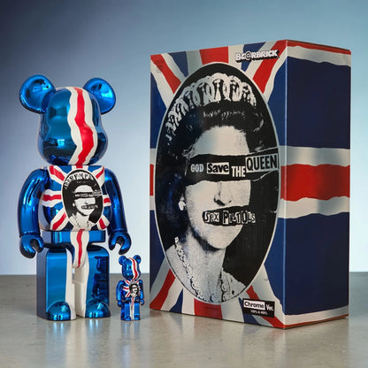 Bearbrick Sex Pistols "God Save the Queen" Chrome Version 100%+400% mit Verpackung