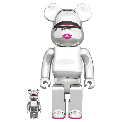 Bearbrick Sorayama × 2G Silver Version 100%+400% Herstellerbild 1