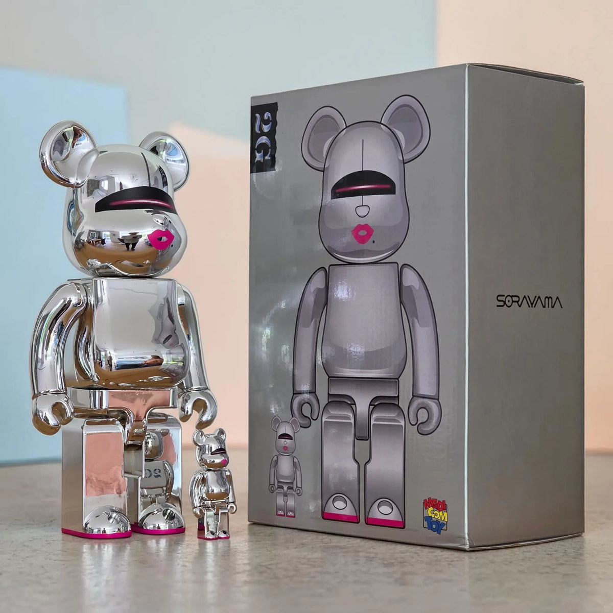 Bearbrick Sorayama × 2G Silver Version 100%+400% mit Verpackung