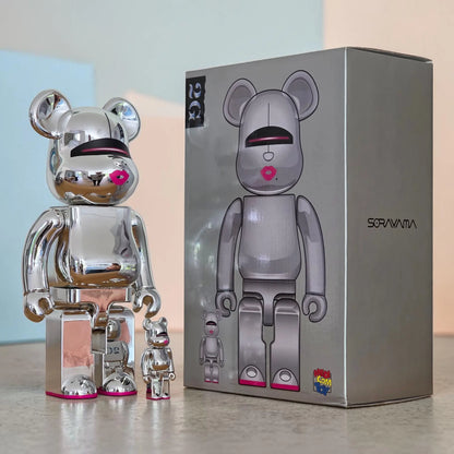 Bearbrick Sorayama × 2G Silver Version 100%+400% mit Verpackung