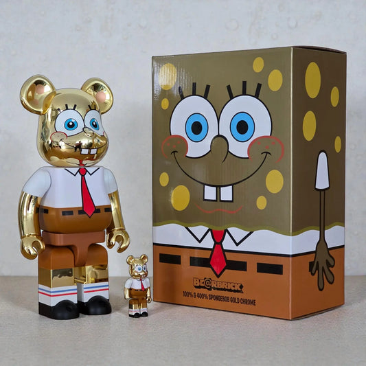 Bearbrick SpongeBob Gold Chrome Version 100%+400% mit Verpackung