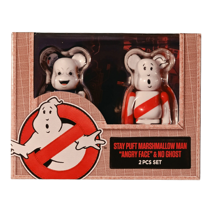 Bearbrick Stay Puft Marshmallow Man "Angry Face" & No Ghost [Ghostbusters] 2er-Set 100% Verpackung Vorderseite