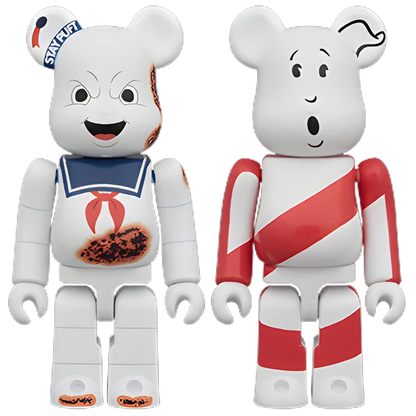 Bearbrick Stay Puft Marshmallow Man "Angry Face" & No Ghost [Ghostbusters] 2er-Set 100% Herstellerbild 1