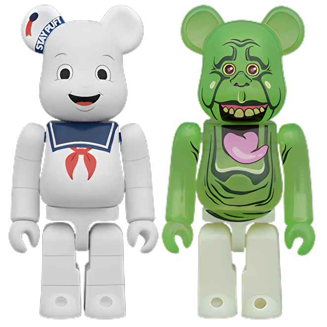 Bearbrick Stay Puft Marshmallow Man & Slimer [Ghostbusters] 2er-Set 100% Herstellerbild 1