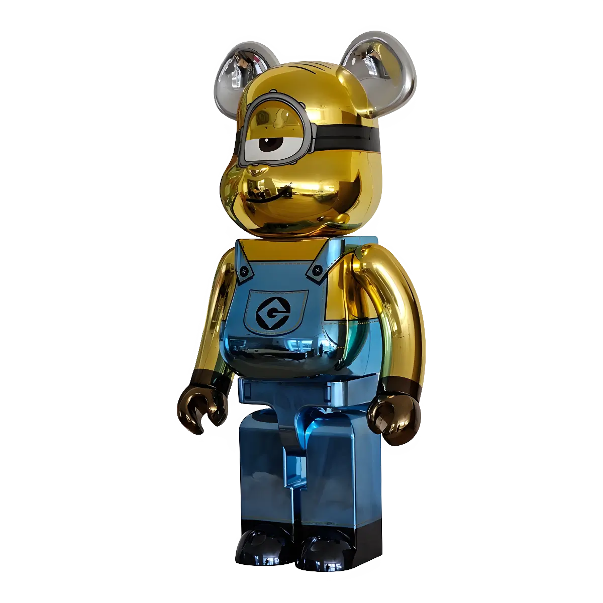 Bearbrick Stuart Chrome Version [Minions - The Rise of Gru] 1000% schräg