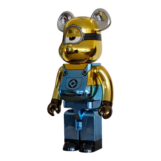 Bearbrick Stuart Chrome Version [Minions - The Rise of Gru] 1000% schräg