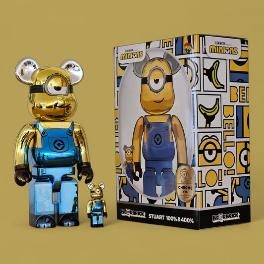 Bearbrick Stuart Chrome Version [Minions: The Rise of Gru] 100%+400% mit Verpackung