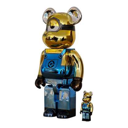 Bearbrick Stuart Chrome Version [Minions: The Rise of Gru] 100%+400% schräg