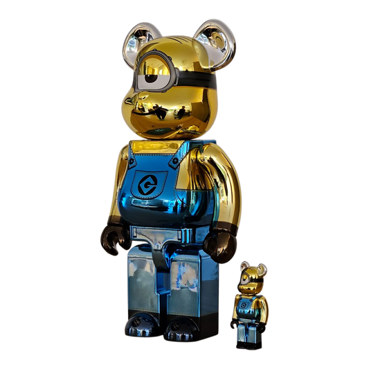 Bearbrick Stuart Chrome Version [Minions: The Rise of Gru] 100%+400% schräg