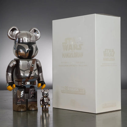 Bearbrick The Mandalorian Chrome Version 100%+400% mit Verpackung