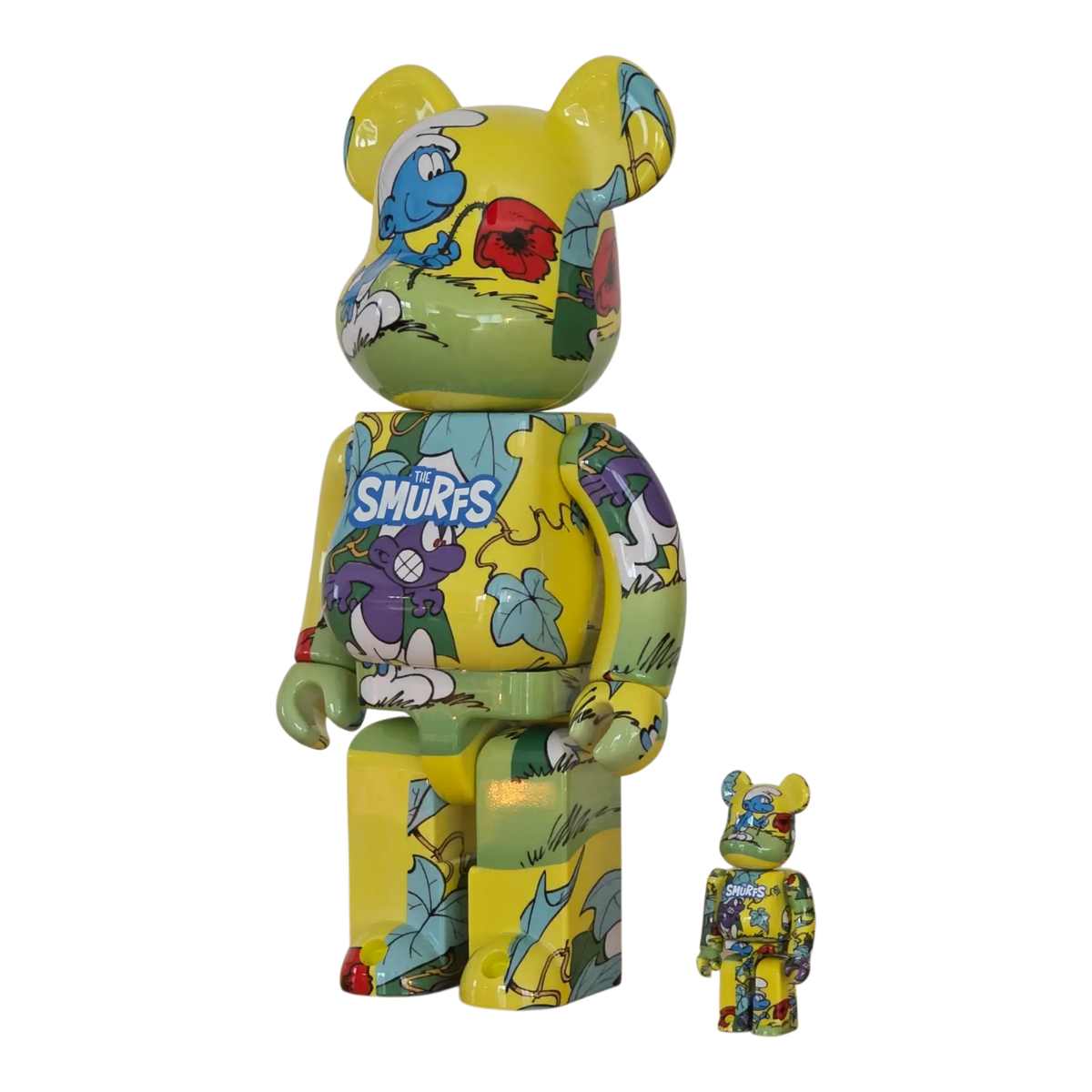 Bearbrick The Smurfs "The Purple Smurfs" 100%+400% schräg